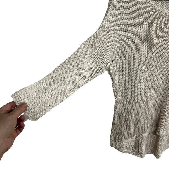 Tart Beige Open Knit Sweater M Coastal Grandma Minimalist Quiet Luxury Layering - Picture 2 of 7